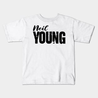 neil young - Black text Kids T-Shirt